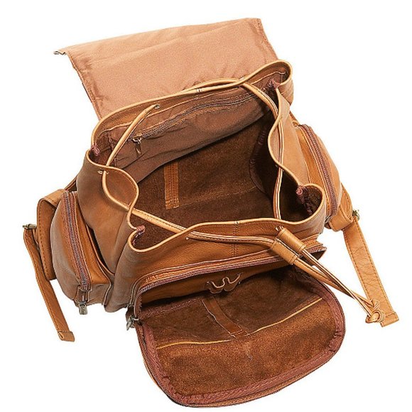 Le Donne Classic Multi Pocket Backpack Tan New  k1 main image 4